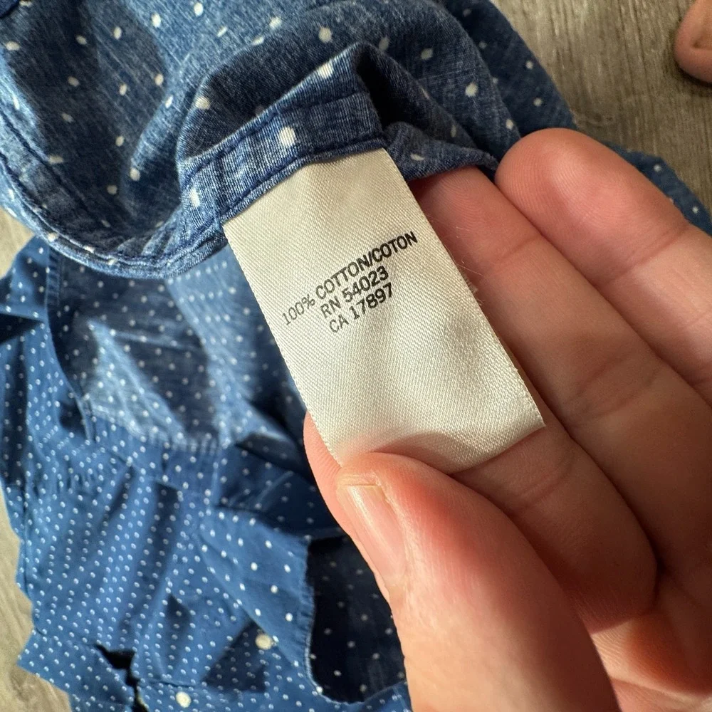 Banana Republic Shirt Men XL Blue Cotton Polka Dot Casual Preppy Soft Wash Shirt